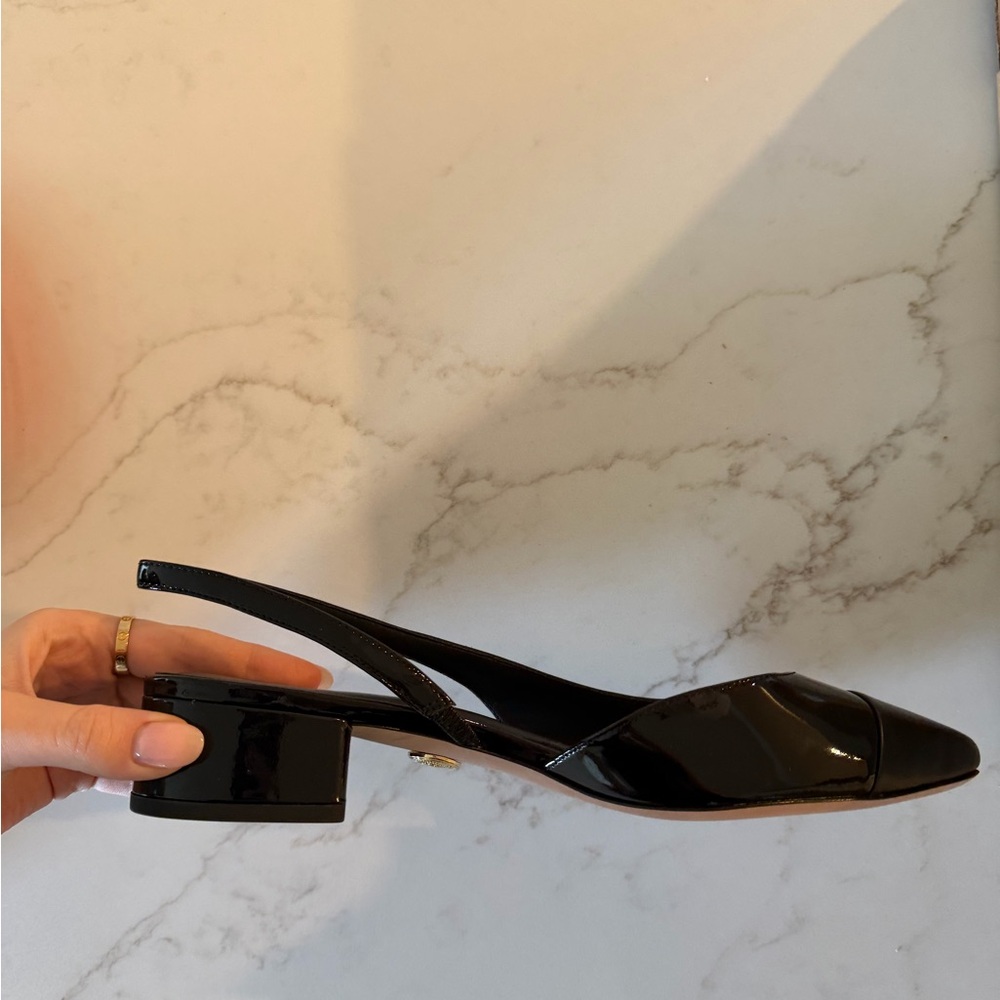 Veronica Beard Cecile Leather Cap-Toe Slingback